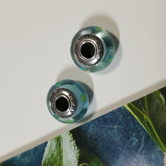 Pandora Teal Polka Dot Murano Glass Beads x 2 - Picture 5 of 5